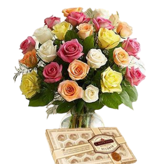 25 colorful roses with chokolates | Flower Delivery Kurgan