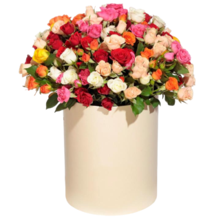 Mixed roses in a hatbox | Flower Delivery Kurgan